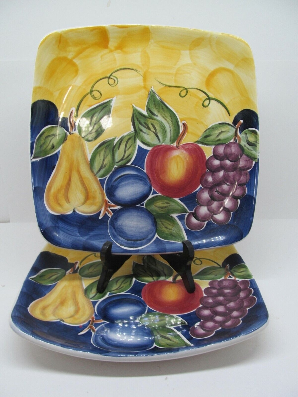Tabletops Unlimited Di Frutto Square Dinner plates. 11 1/4"